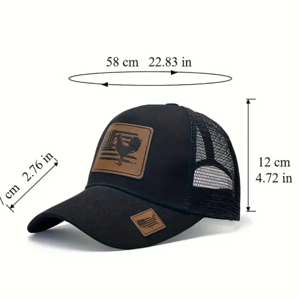 New men's yellow adjustable baseball hat cap american flag rooster patch country